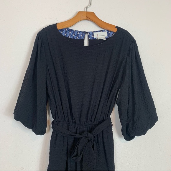 Anthropologie Francesca Balloon Sleeve Textured Romper Black Sz Small - Picture 4 of 12